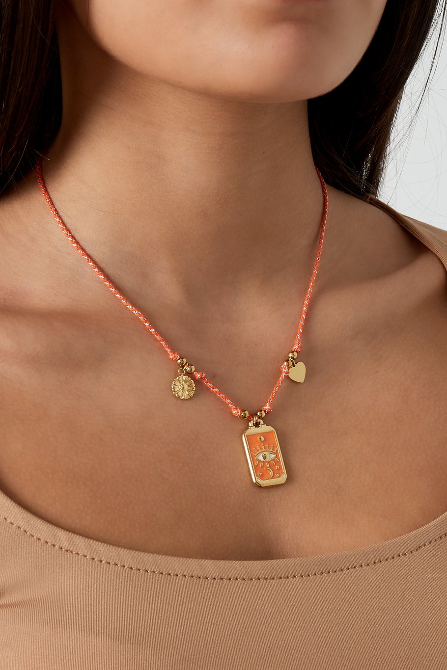 Halskette mit Eclipse-Charm - Orangegold Bild2